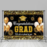 Allenjoy Congrats Glitter Sparkle Balloons Graduation Backdrop