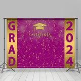 Allenjoy Congrats Grad Gold Purple Ribbon Graduation Backdrop