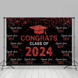 Allenjoy Congrats Grad Repeat Red Black Graduation Backdrop