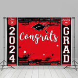 Allenjoy Congrats Red Black Paint Happy Graduation Backdrop