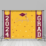 Allenjoy Congrats Yellow Dark Red Happy Graduation Backdrop