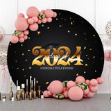 Allenjoy Congratulations 2024 Black Round Graduation Backdrop