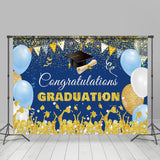 Allenjoy Congratulations Blue Gold Balloons Grad Backdrop