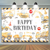 Allenjoy Construction Style White Birthday Backdrop Boys