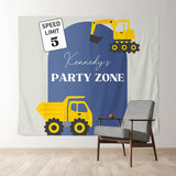 Allenjoy Construction Truck Personalized Birthday Backdrop