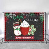 Allenjoy Cookies And Cocoa Snowman Black Chrismas Backdrops