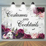 Allenjoy Costumer And Cocktails Skeleton Halloween Backdrop