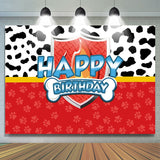 Allenjoy Cow Pattern Dog Footprint Birthday Backdrop Kids