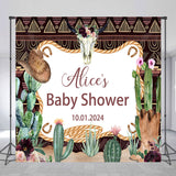 Allenjoy Cowboy Tropical Cactus Custom Baby Shower Backdrop