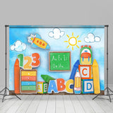 Allenjoy Crayon Bookshelf Blackboard Back To School Backdrop