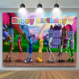 Allenjoy Crayon Rainbow Cartoon Kits Happy Birthday Backdrop