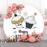 Allenjoy Cupcakes Heart Star Simple Round Birthday Backdrop