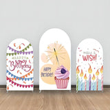 Allenjoy Cupcakes Spark Candles Ribbons Arch Backdrop Kit