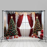 Allenjoy Curtain Christmas Tree Window Photography Backdrop