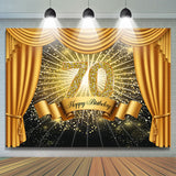 Allenjoy Curtain Glitter 70 Simple Happy Birthday Backdrop