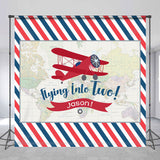 Allenjoy Custom Airplane Stripe Map 2Nd Birthday Backdrop