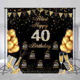 Allenjoy Custom Black Gold Balloons 40Th Birthday Backdrop