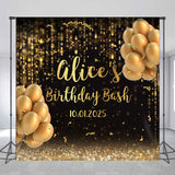 Allenjoy Custom Black Gold Balloons Birthday Bash Backdrop