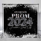 Allenjoy Custom Black Silver Elegant Prom Graduation Backdrop