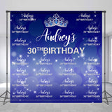 Allenjoy Custom Blue Glitter Crown Repeat Birthday Backdrop