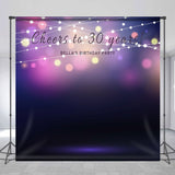 Allenjoy Custom Bokeh String Lights Purple Birthday Backdrop