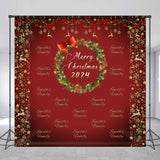 Allenjoy Custom Bowknot Wreath Merry Christmas 2024 Backdrop