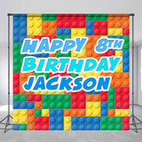 Allenjoy Custom Building Block Happy 8Th Birthday Backdrop