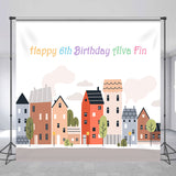 Allenjoy Custom Cartoon Building 6Th Happy Birthday Backdrop