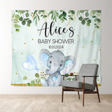 Allenjoy Custom Cute Elephant Green Backdrop Baby Shower