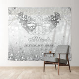 Allenjoy Custom Diamond Mask Pearl Silver Birthday Backdrop