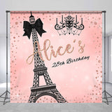 Allenjoy Custom Eiffel Tower Black Pink 28Th Birthday Backdrop