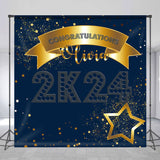 Allenjoy Custom Glitter Navy Blue Graduation Party Backdrop