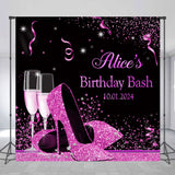 Allenjoy Custom Glitter Pink Heel Champagne Birthday Backdrop