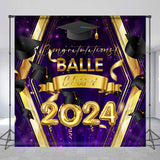 Allenjoy Custom Gold Purple Congratulation 2024 Grad Backdrop