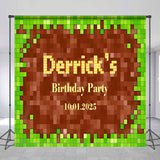 Allenjoy Custom Green Brown Mosaic Game Birthday Backdrop