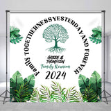 Allenjoy Custom Green Monstera 2024 Family Reunion Backdrop