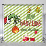 Allenjoy Custom Green Stripes Christmas Baby Shower Backdrop