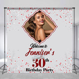 Allenjoy Custom Grey Red 30Th Birthday Photobooth Backdrop