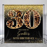 Allenjoy Custom Leopard Gold Black Glitter Birthday Backdrop