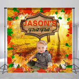 Allenjoy Custom Maple Leaves First Fall Birthday Backdrop