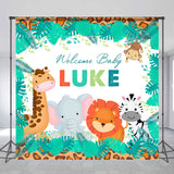 Allenjoy Custom Monstera Animals Welcome Baby Shower Backdrop