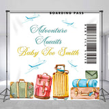 Allenjoy Custom Name Adventure Awaits Baby Shower Backdrop