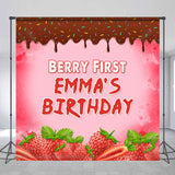 Allenjoy Custom Name Berry Strawberry 1St Birthday Backdrop