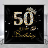 Allenjoy Custom Name Black Diamond 50Th Birthday Backdrop