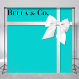 Allenjoy Custom Name Bow Tiffany Blue Birthday Backdrop