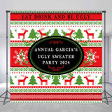 Allenjoy Custom Name Christmas Sweater Texture Party Backdrop