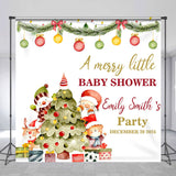 Allenjoy Custom Name Christmas Tree Baby Shower Backdrop