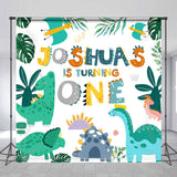 Allenjoy Custom Name Dinosaur Monstera 1St Birthday Backdrop