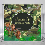 Allenjoy Custom Name Green Camouflage Birthday Backdrop Boy