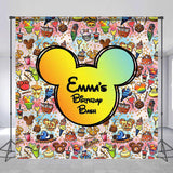 Allenjoy Custom Name Mouse Dessert Bash Birthday Backdrop